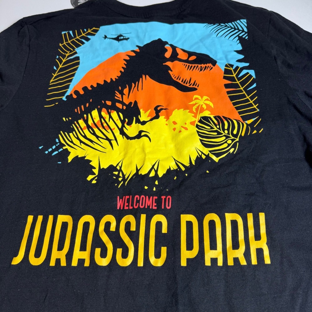 Jurassic Park Mens Graphic T-Shirt Black Large NWT T-Rex Welcome To Park